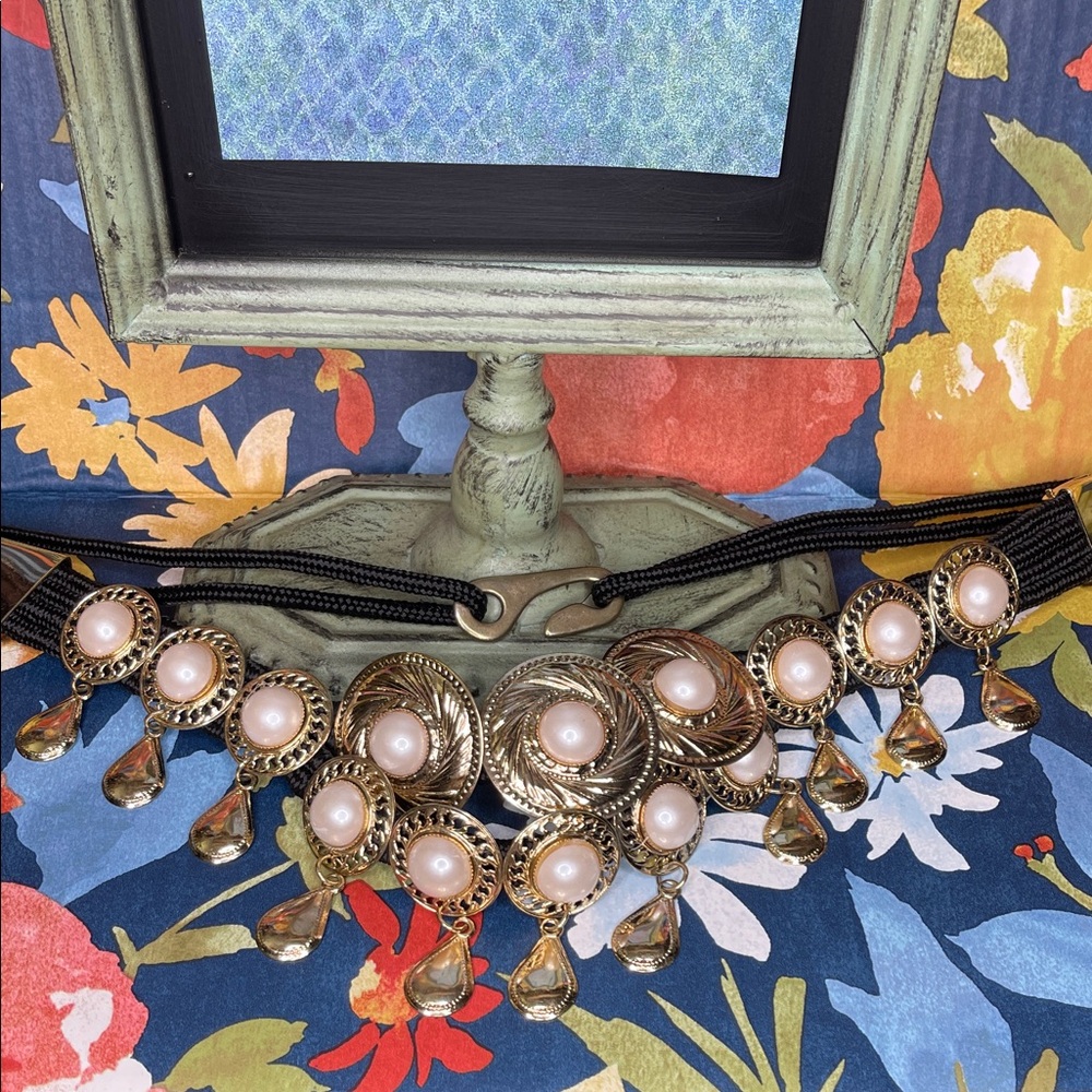 Gold and Pearl Statement Belt